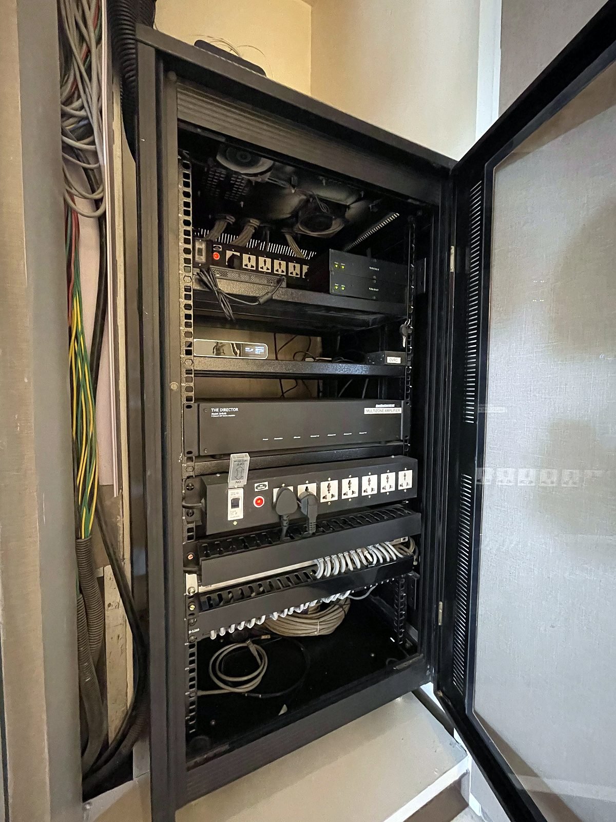 Equipment rack in a cabinet for home automation in Cuffe Parade, Mumbai