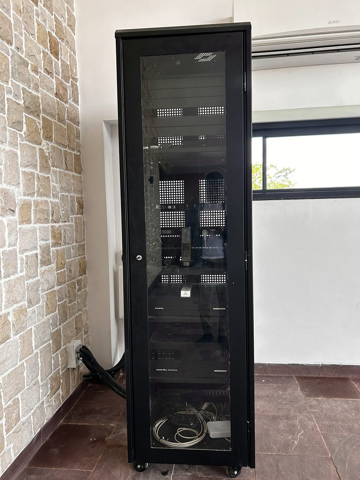 42U equipment rack for a Goa villa home theatre