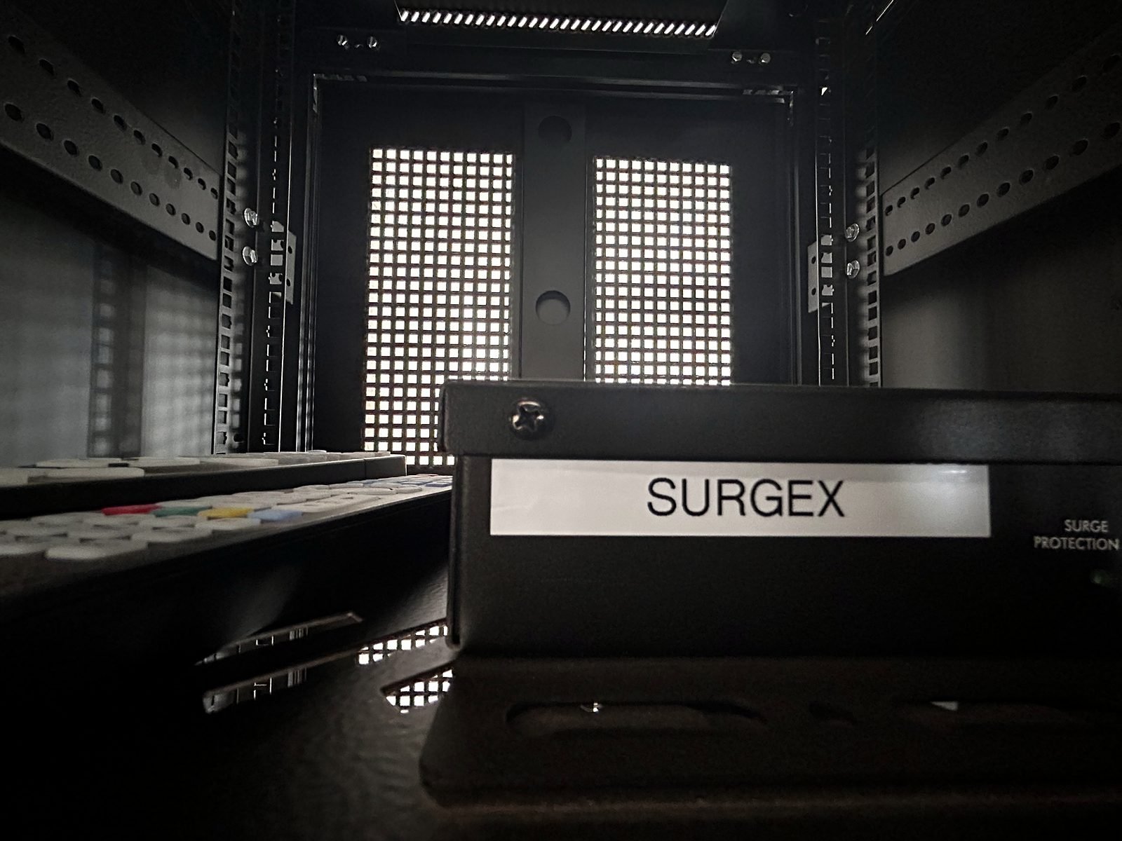 SurgeX power protection in a Goa home theatre rack