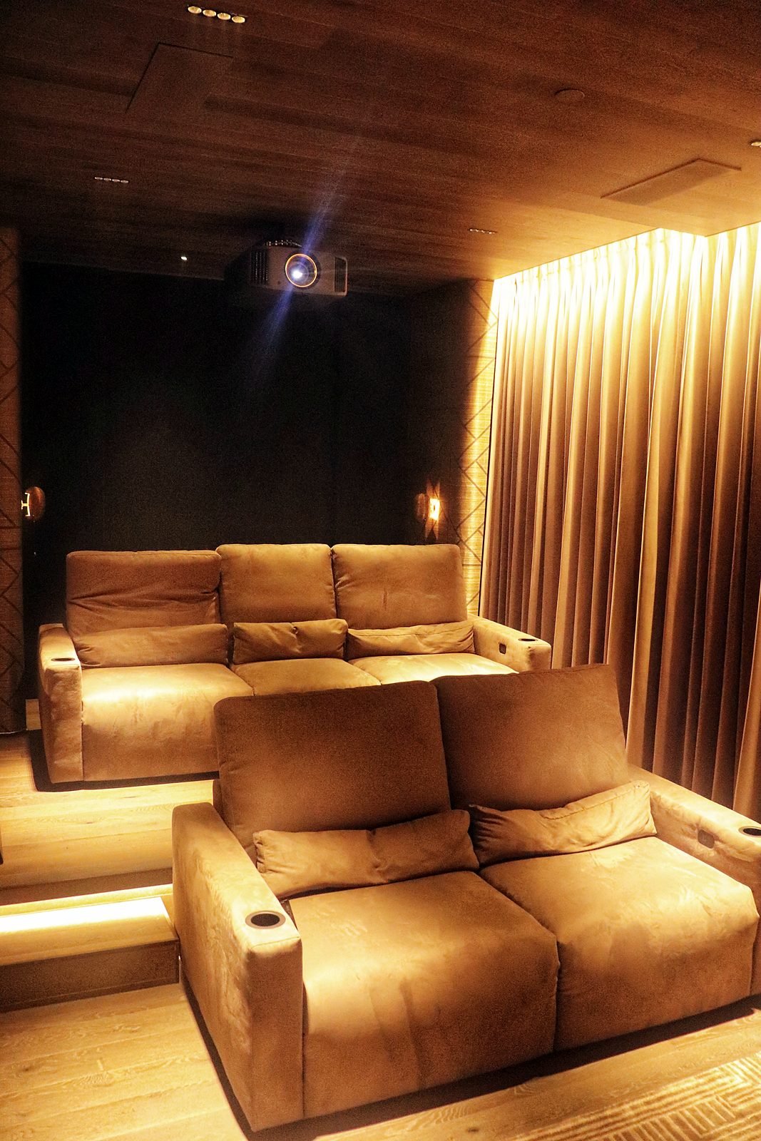 Second-row seating in a Lower Parel home theatre