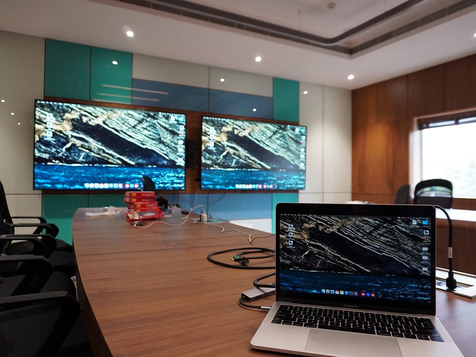 Boardroom displays for video calls in a Parel office