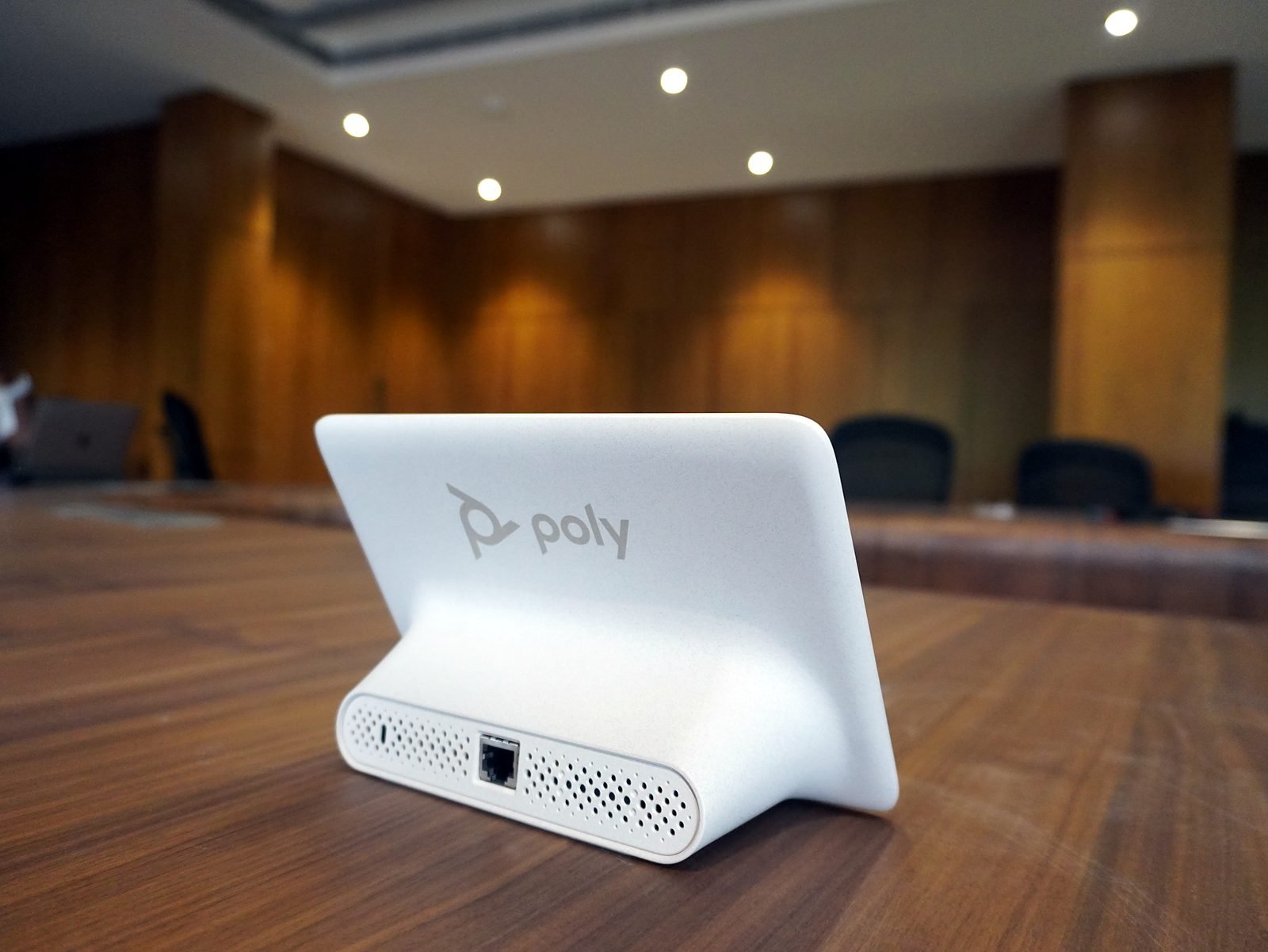 Poly video conferencing controller on a boardroom table, Mumbai
