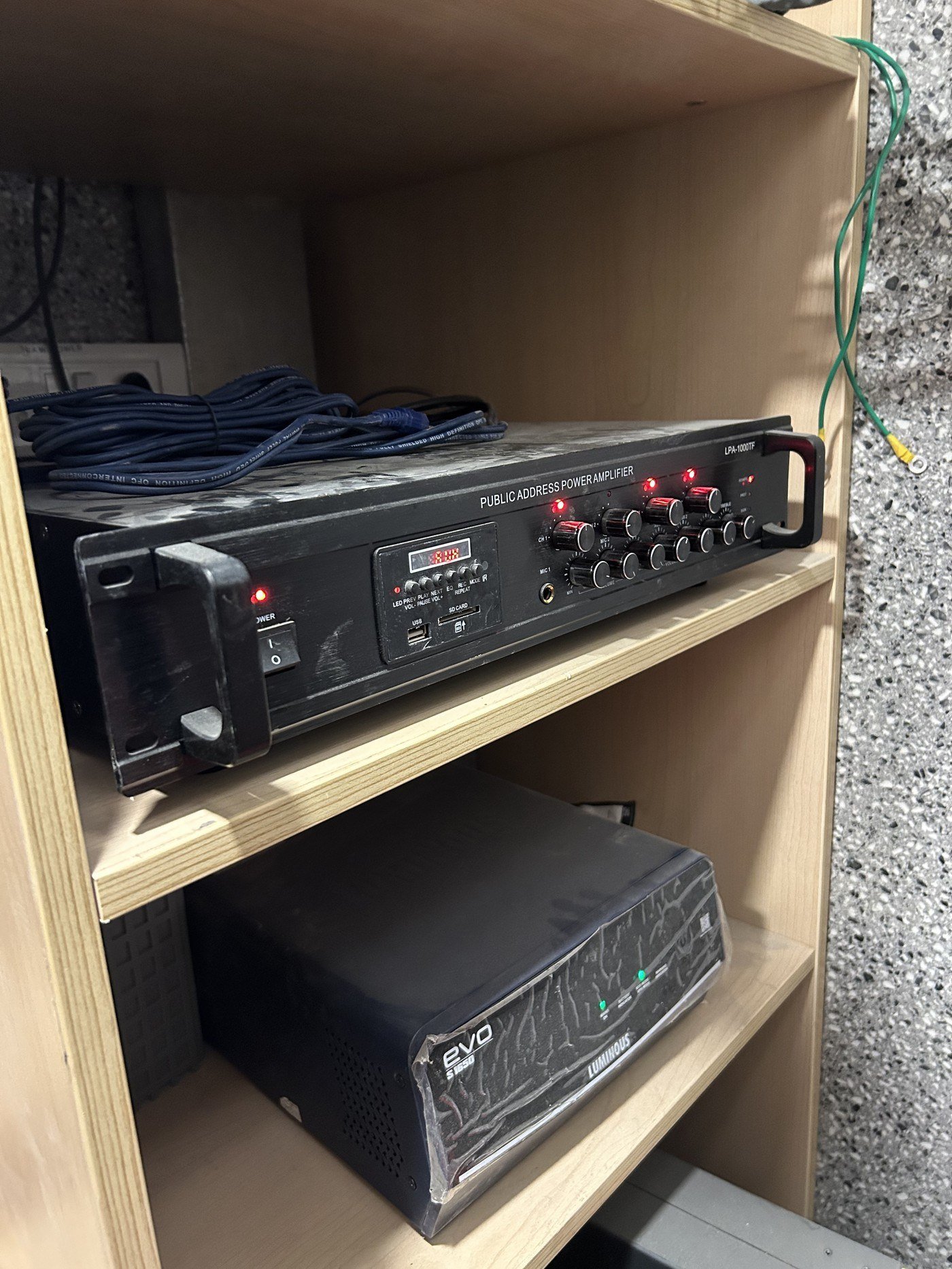 Rack-mounted amplifiers installed in a restaurant for McDonald's India