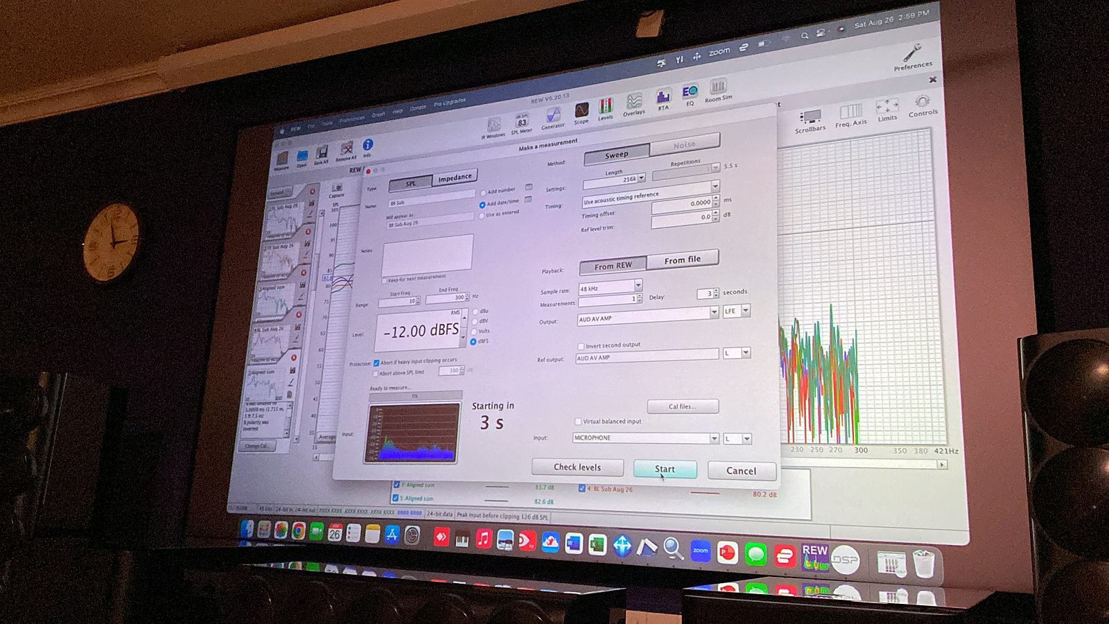 REW room measurement and calibration of a home theatre in Navi Mumbai