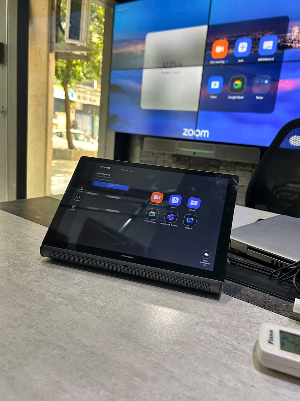 Table-top video conferencing touch panel in the smart conference room at Avenue Sound Seawoods